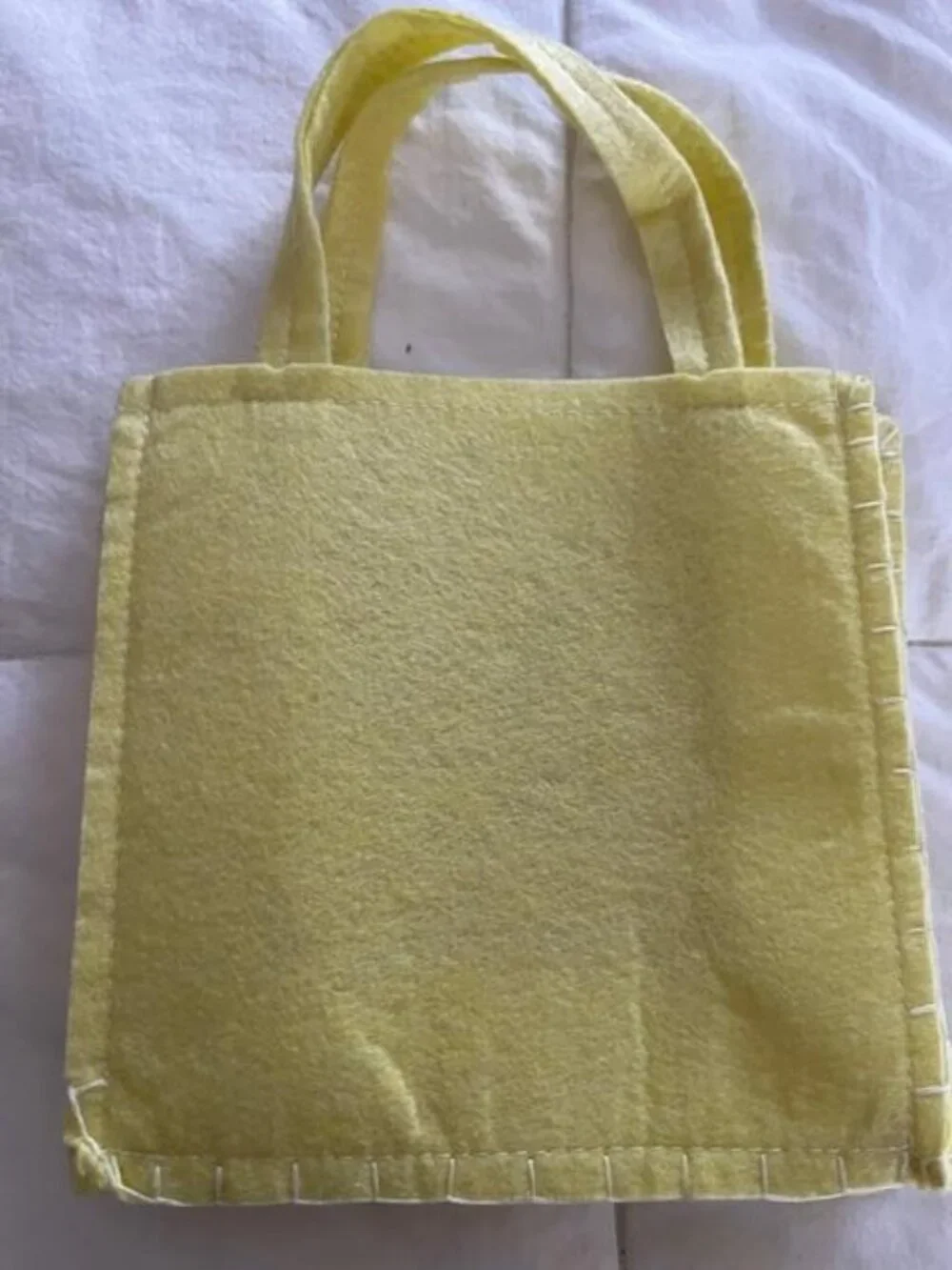 NEW 6 Vintg Yellow Felt Party Bag w/Baby Duckling Applique/Baby Shower/Birthday